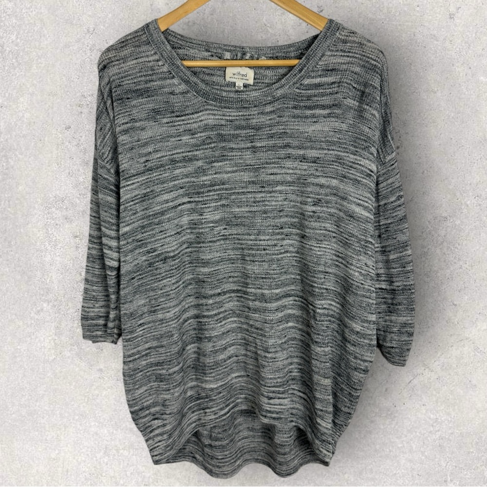 Aritzia Wilfred Silk Cashmere Heathered Grey Lightweight Sweater Womens Sz Large